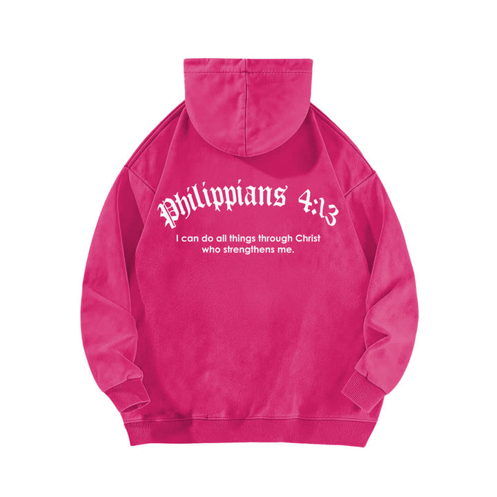 Christianartworkshop Philippians 4:13 Gothic Back Print Cross Washed Hoodie - image 16