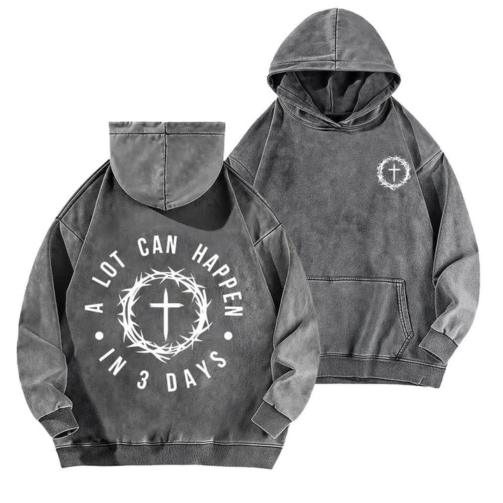 Christianartworkshop A Lot Can Happen In 3 Days Thorn Cross Washed Hoodie - Grey - 5XL - image 6