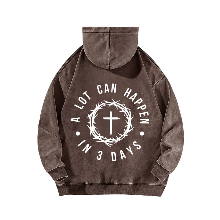 Christianartworkshop A Lot Can Happen In 3 Days Thorn Cross Washed Hoodie - image 13