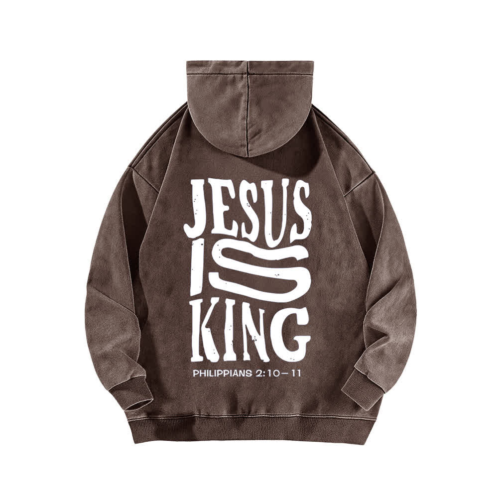 Christianartworkshop Jesus Is King Front And Back Print Washed Hoodie - image 10
