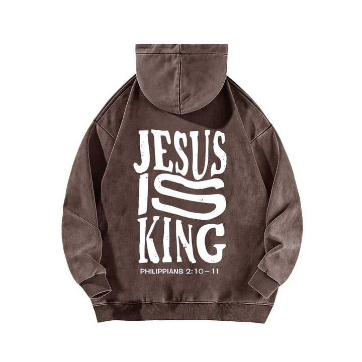 Christianartworkshop Jesus Is King Front And Back Print Washed Hoodie - image 10