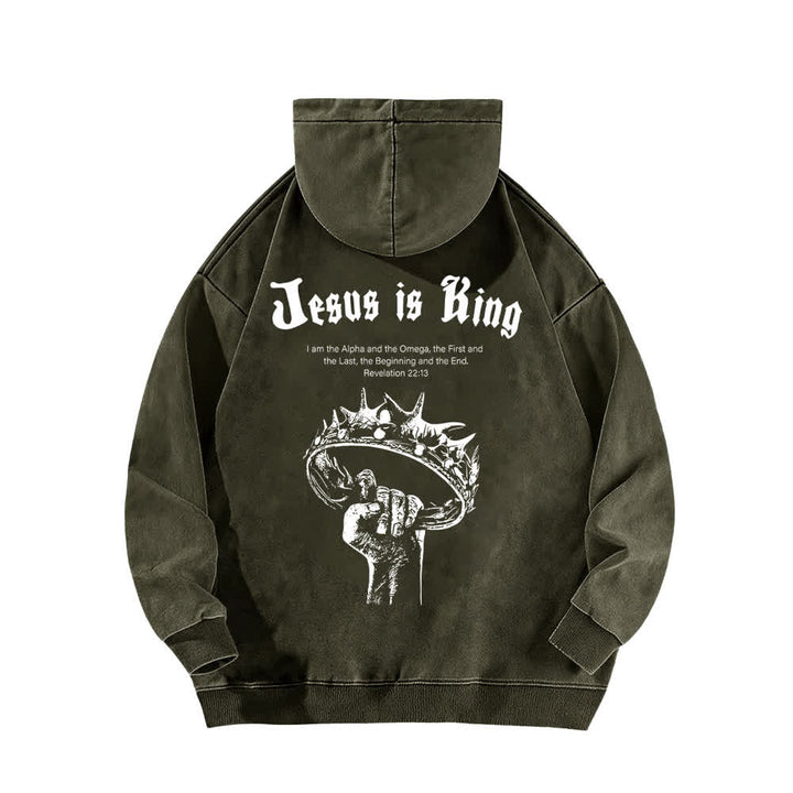 Christianartworkshop Jesus Is King Crown Of Thorns Washed Hoodie - image 10