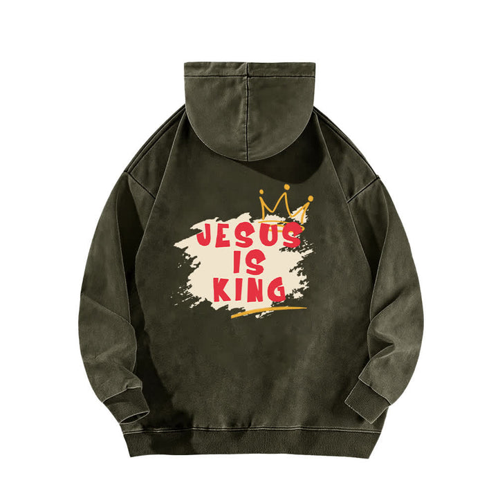 Christianartworkshop Jesus Is King Crown Back Print Washed Hoodie - image 7