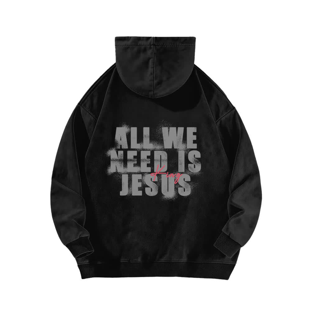Christianartworkshop Jesus King Front And Back Print Washed Hoodie - image 4