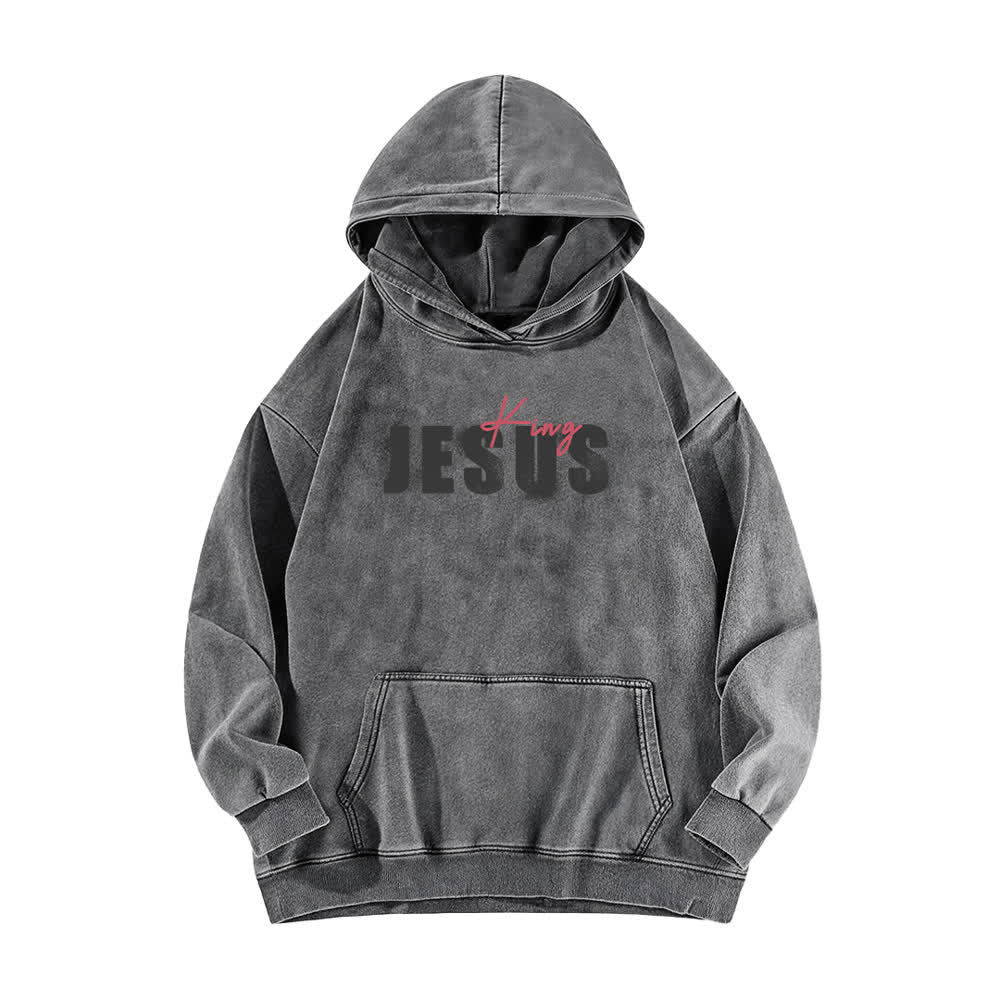 Christianartworkshop Jesus King Front And Back Print Washed Hoodie - image 8