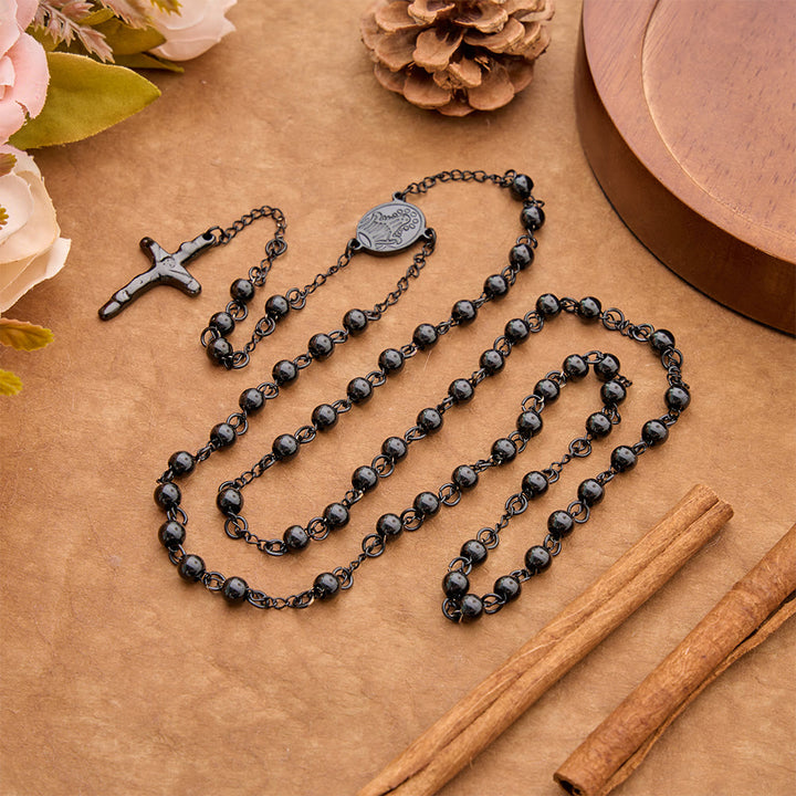 Christianartworkshop Timeless Engraved Medal Rosary & Crucifix: Emblem of Abiding Sacred Devotion - Crucifix - image 0
