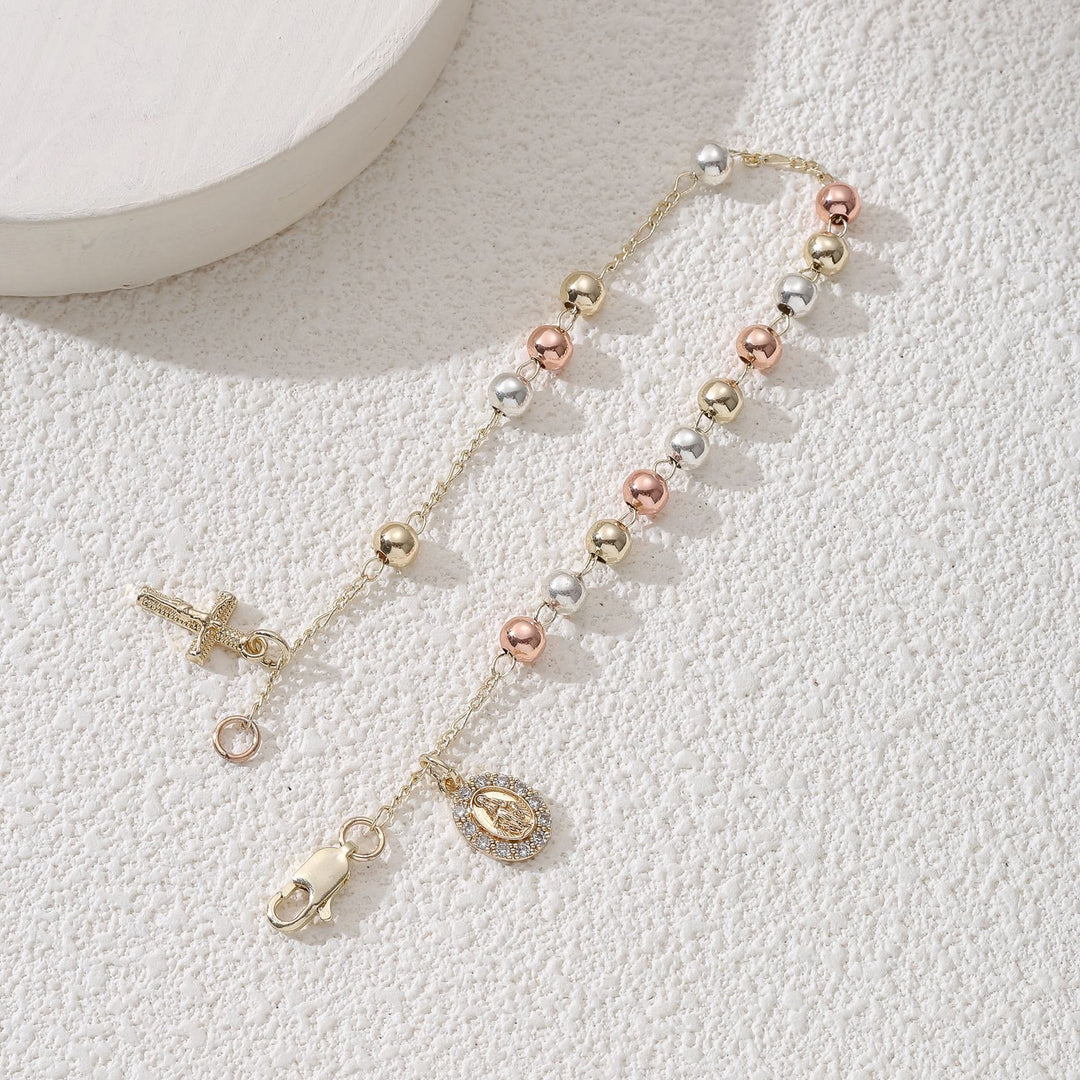 Christianartworkshop Crucifix Bracelet with Our Lady & St. Benedict Medal: Emblem of Divine Solace - image 1