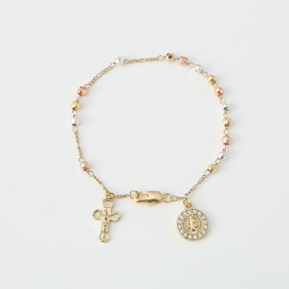 Christianartworkshop Crucifix Bracelet with Our Lady & St. Benedict Medal: Emblem of Divine Solace - St. Benedict&Crucifix B - image 7