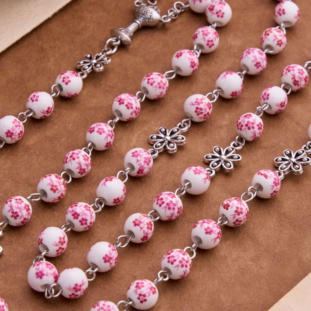 Christianartworkshop Ceramic Rosary With Jeweled Our Lady&Holy Grail Medal: Token of Divine Shelter - image 1