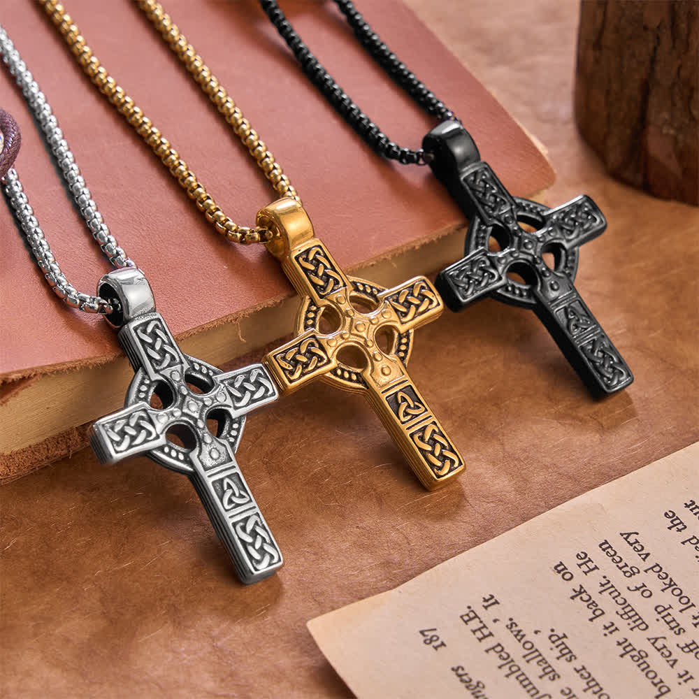 Christianartworkshop Vintage Celtic Knot Cross Pendant Necklace: Emblem of Enduring Gentle Shelter - image 1