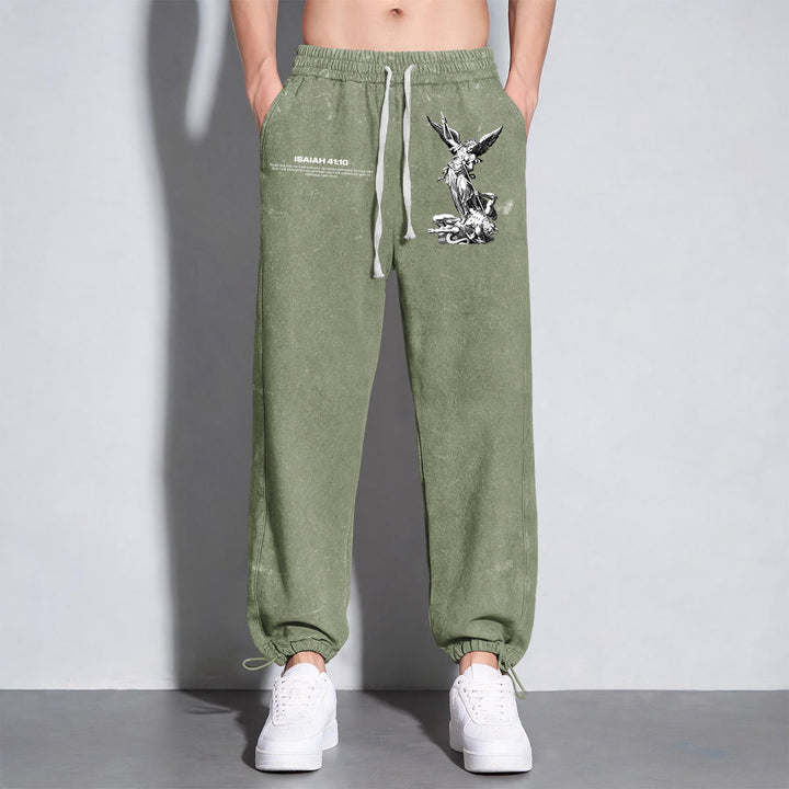 Christianartworkshop Archangel Michael Isaiah 41:10 Statement Washed Sweatpants - image 5
