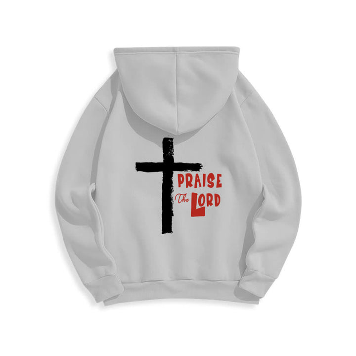 Christianartworkshop Praise The Lord Brush Cross Fleece Lined Pullover Hoodie - image 10