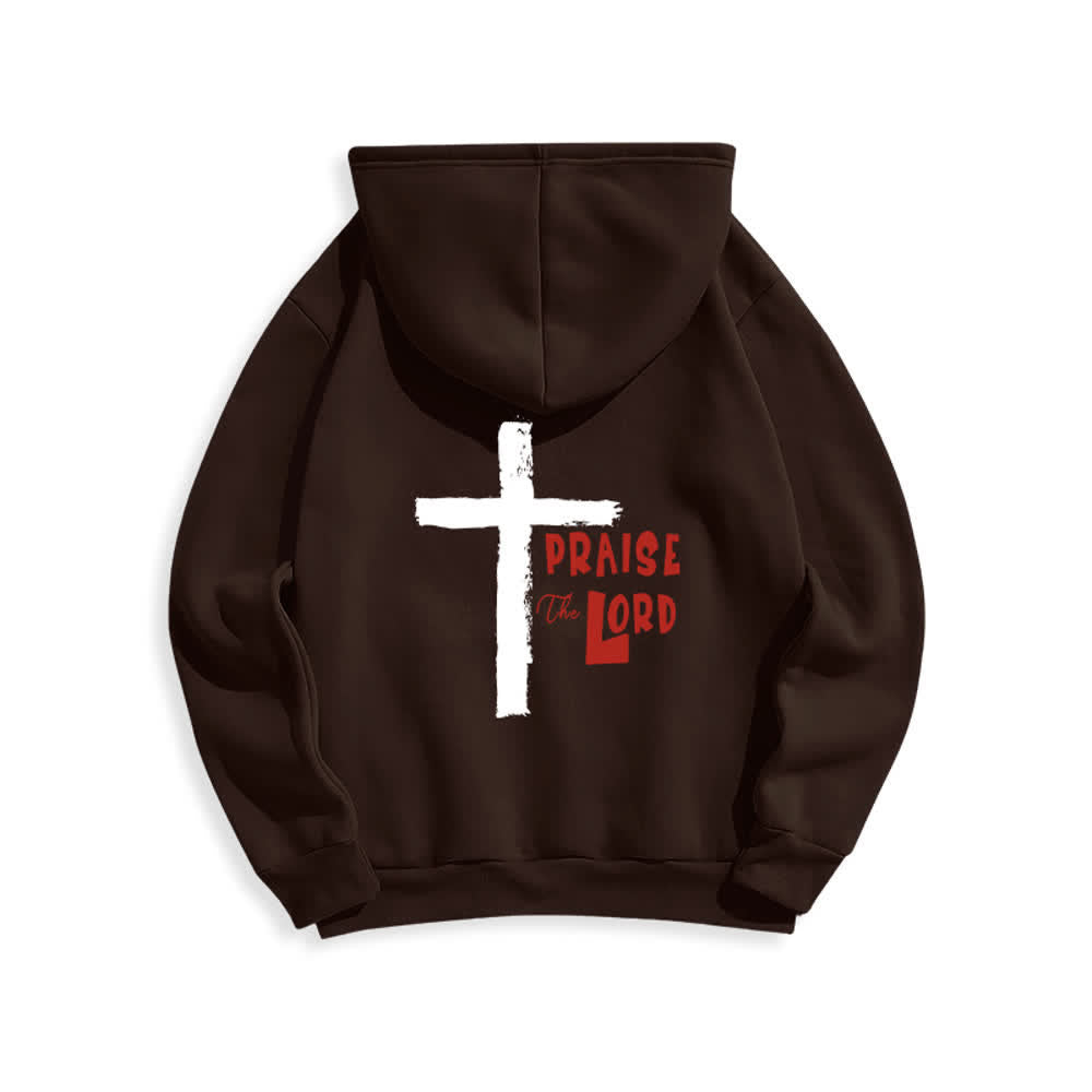 Christianartworkshop Praise The Lord Brush Cross Fleece Lined Pullover Hoodie - image 13