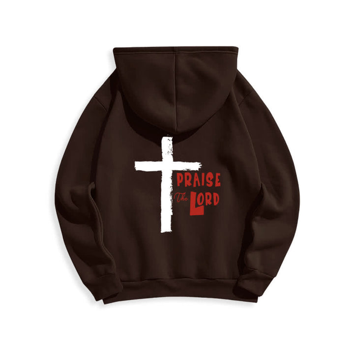 Christianartworkshop Praise The Lord Brush Cross Fleece Lined Pullover Hoodie - image 13