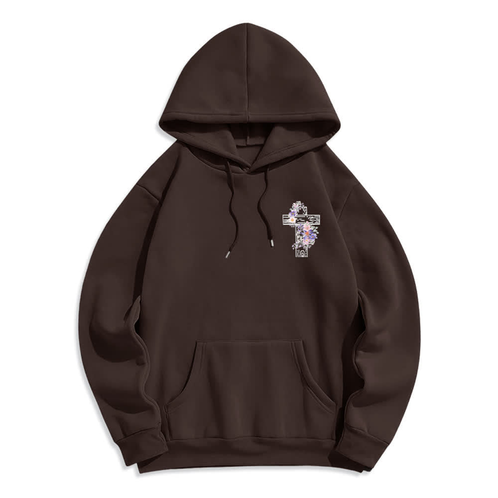 Christianartworkshop The Way The Truth The Life Floral Cross Hoodie - image 11
