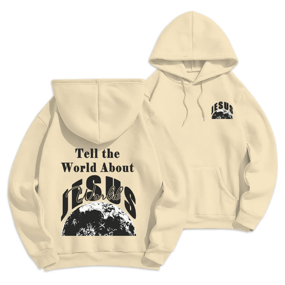 Christianartworkshop Tell The World About Jesus Fleece Lined Pullover Hoodie - Beige - 2XL - image 15