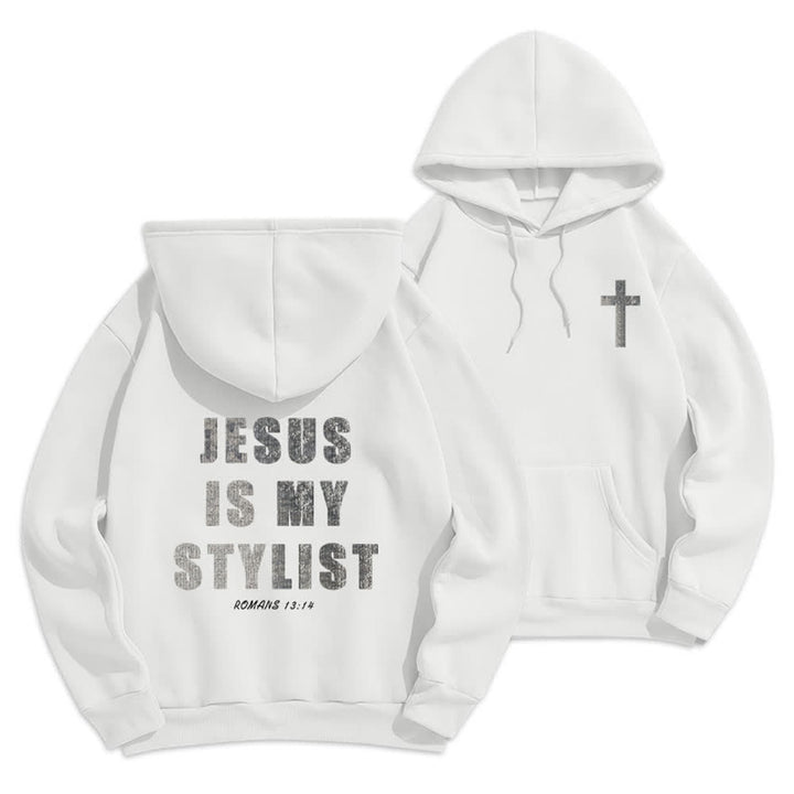 Christianartworkshop Jesus Is My Stylist Romans 13:14 Oversized Pullover Hoodie - White - 2XL - image 3