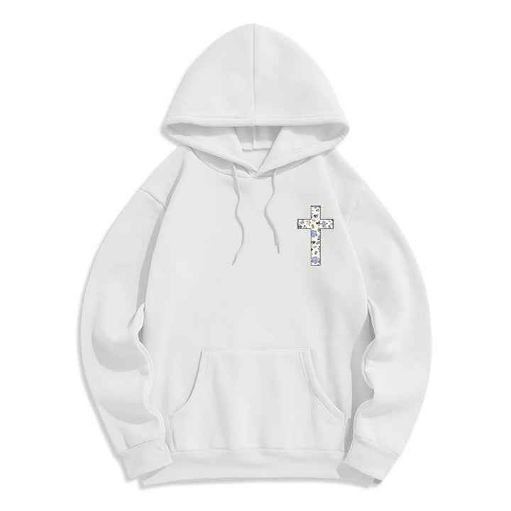 Christianartworkshop Floral Cross Patch Oversized Fleece Lined Hoodie - image 5