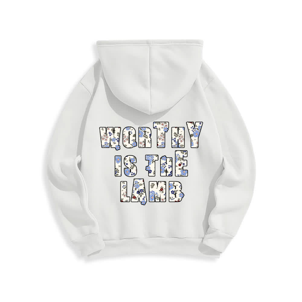 Christianartworkshop Floral Cross Patch Oversized Fleece Lined Hoodie - image 4