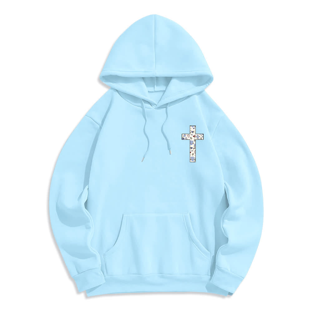 Christianartworkshop Floral Cross Patch Oversized Fleece Lined Hoodie - image 20