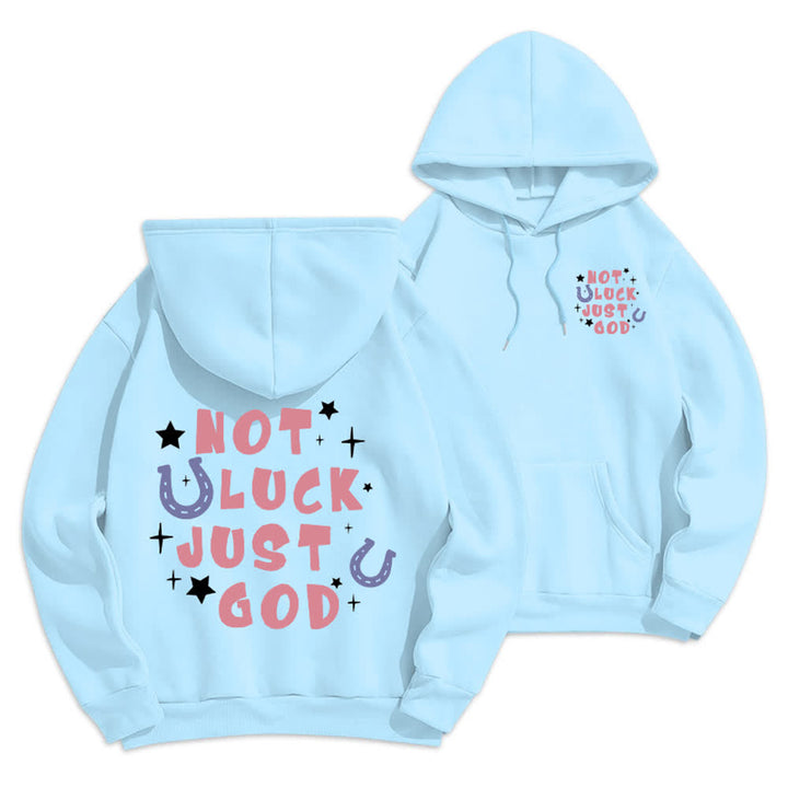 Christianartworkshop Not Luck Just God Fleece Lined Graphic Hoodie - Blue - 2XL - image 0