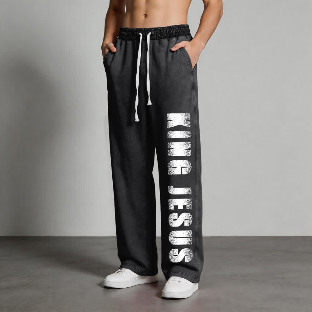 Christianartworkshop King Jesus Vintage Street Statement Washed Sweatpants - image 1
