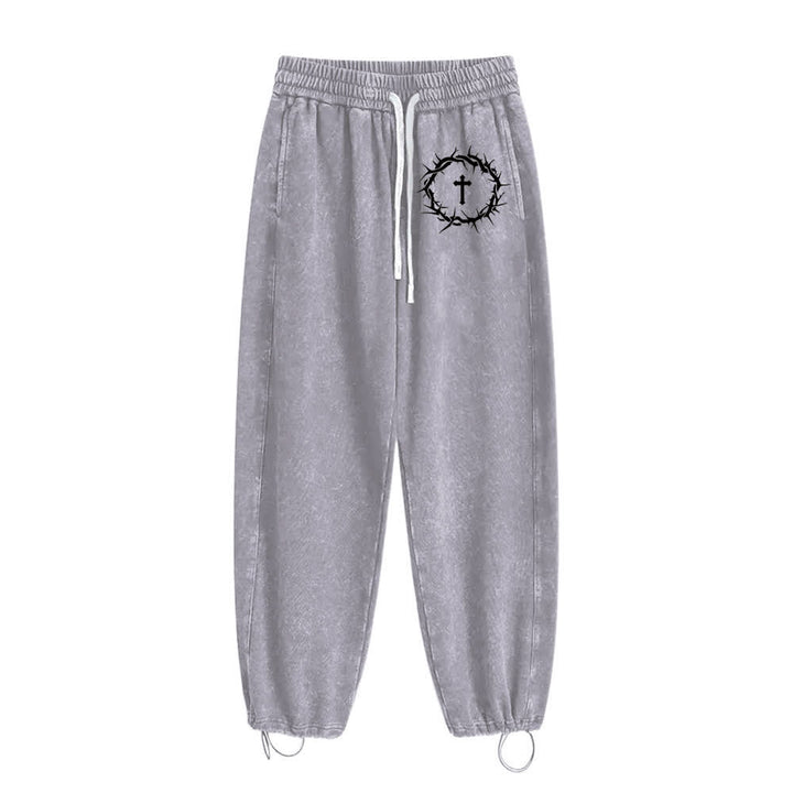 Christianartworkshop Thorn Cross Relaxed Fit Washed Sweatpants - image 13