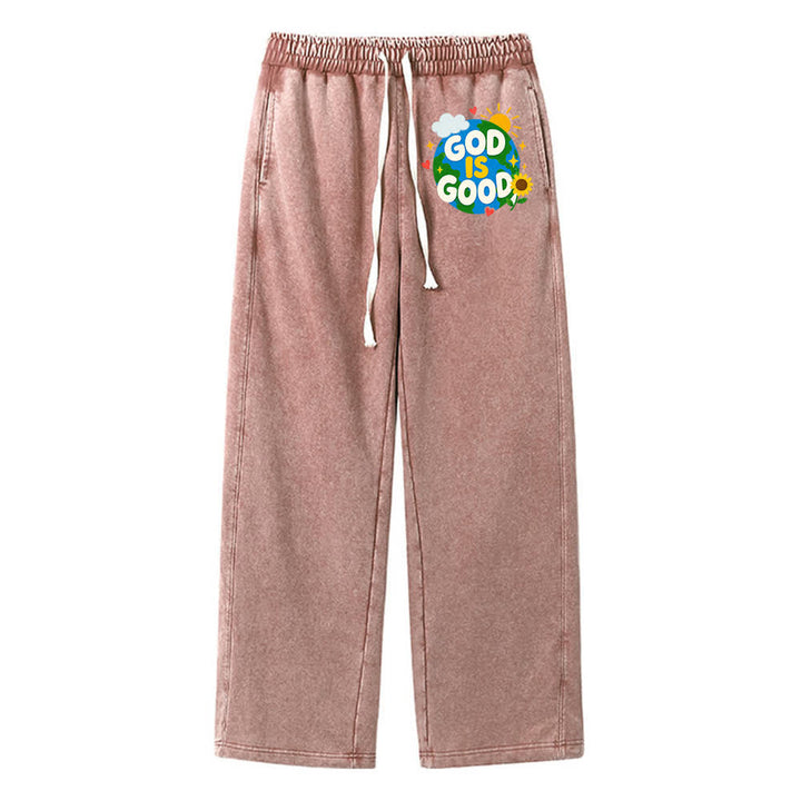 Christianartworkshop God Is Good Sunflower Statement Washed Sweatpants - Brown - 2XL - image 11