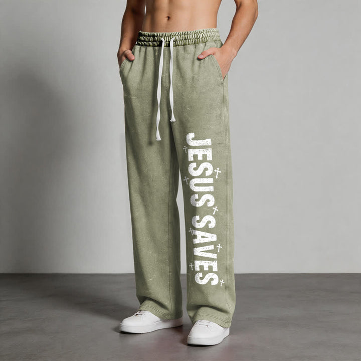 Christianartworkshop Jesus Saves Distressed Statement Washed Sweatpants - image 13