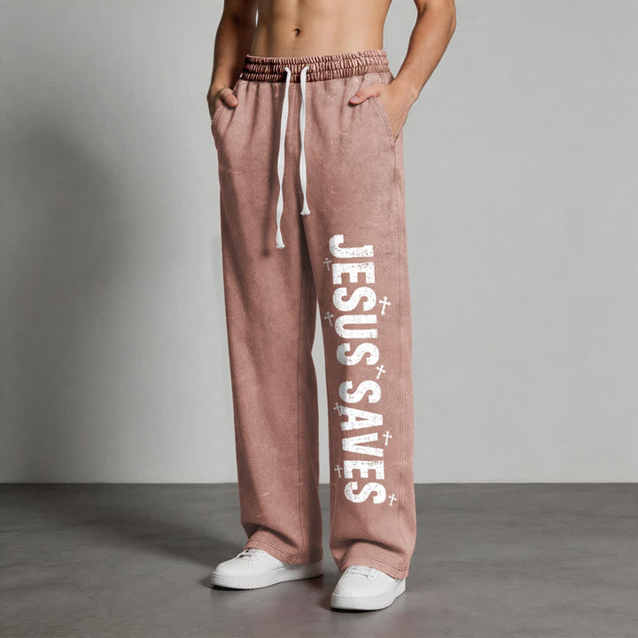 Christianartworkshop Jesus Saves Distressed Statement Washed Sweatpants - image 16