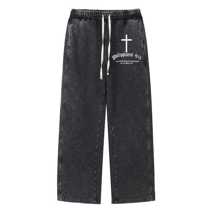 Christianartworkshop Philippians 4:13 Cross Mineral Washed Sweatpants - image 3