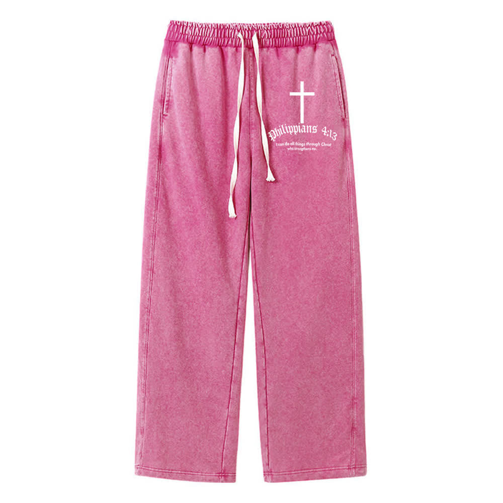 Christianartworkshop Philippians 4:13 Cross Mineral Washed Sweatpants - Rose - 2XL - image 14
