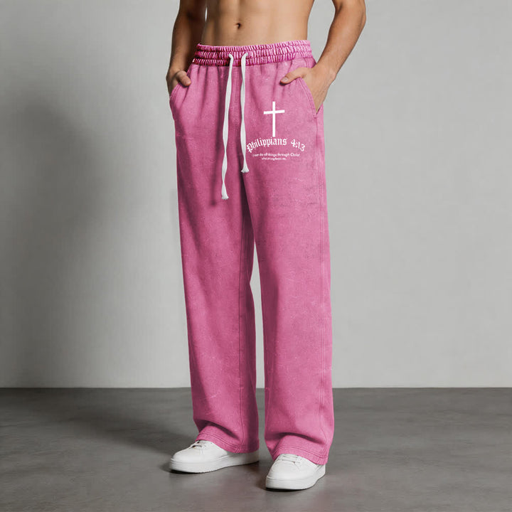 Christianartworkshop Philippians 4:13 Cross Mineral Washed Sweatpants - image 13