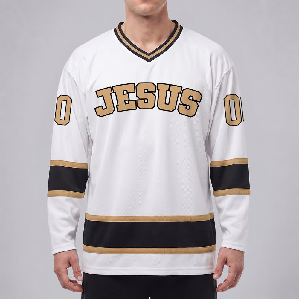 Christianartworkshop Bold JESUS Faith Statement Name & Number Customized Hockey Jersey - image 9