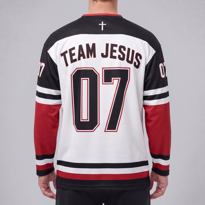 Christianartworkshop Team Jesus 07 Colorblock Long Sleeve Hockey Jersey - image 4