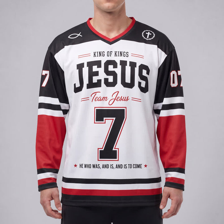 Christianartworkshop Team Jesus 07 Colorblock Long Sleeve Hockey Jersey - image 3