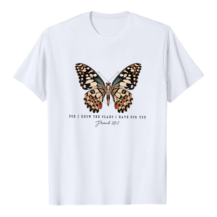 Christianartworkshop Modern Style Quote Butterfly Jeremiah 29:11 Short Sleeve T-shirt - White - 2XL - image 2