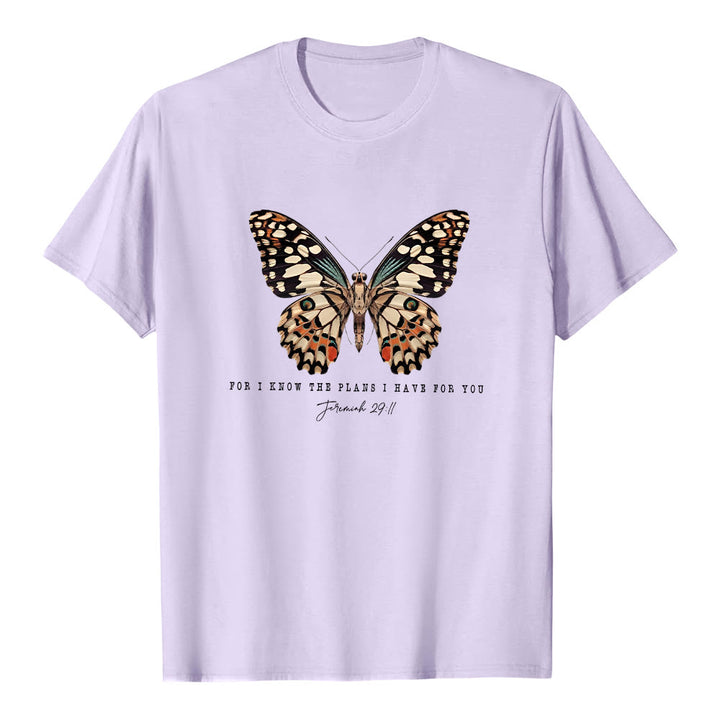 Christianartworkshop Modern Style Quote Butterfly Jeremiah 29:11 Short Sleeve T-shirt - Purple - 2XL - image 12