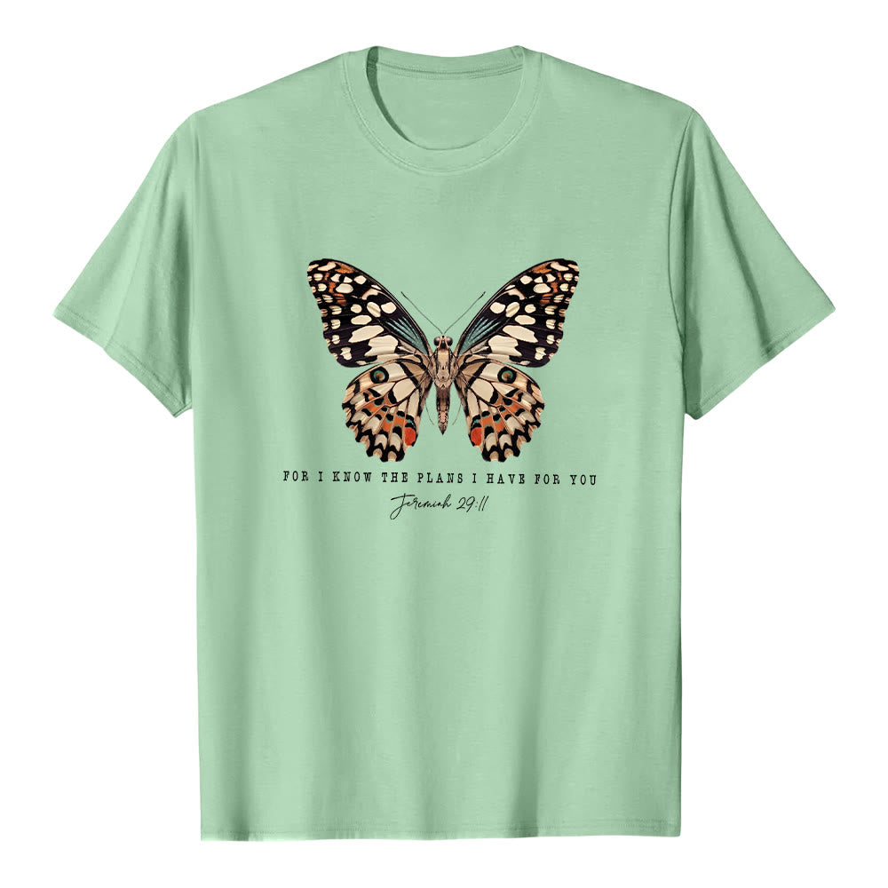 Christianartworkshop Modern Style Quote Butterfly Jeremiah 29:11 Short Sleeve T-shirt - Light Green - 2XL - image 8