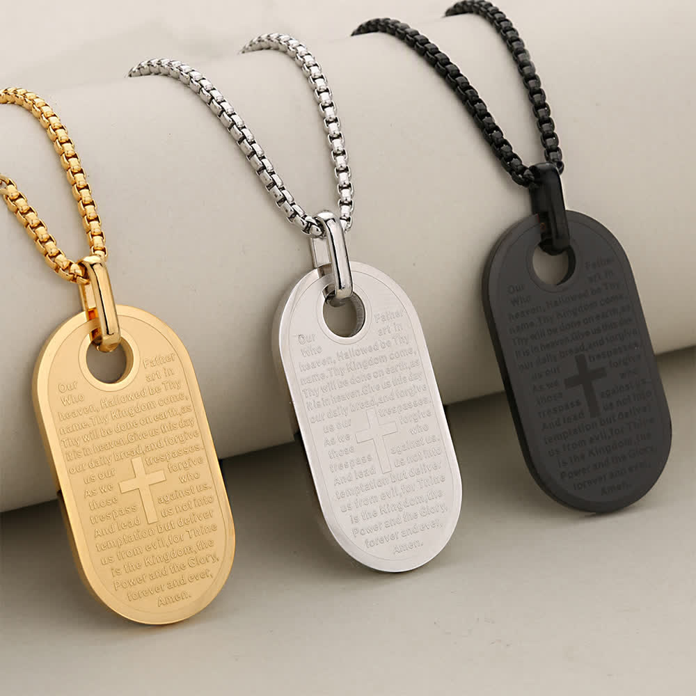 Christianartworkshop Scripture Etched Dog Tag Chain With Cross Token Of Sincere Divine Comfort - image 1