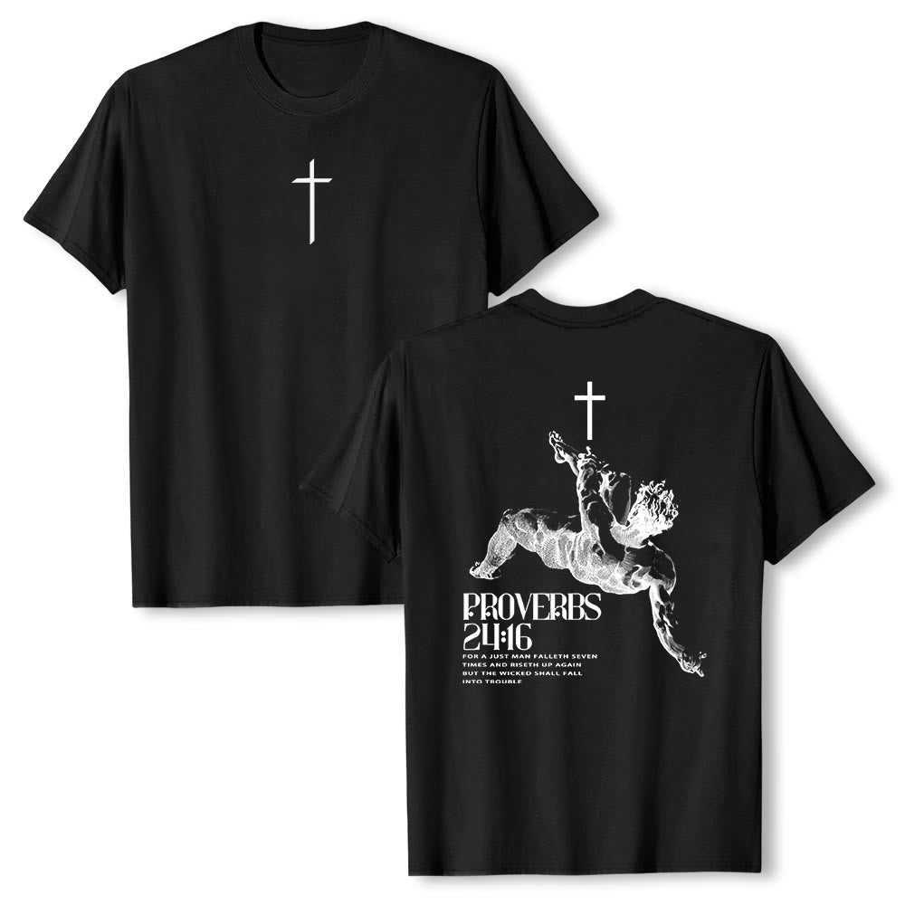 Christianartworkshop Proverbs 24:16' Christian T-Shirt - Black - 2XL - image 6