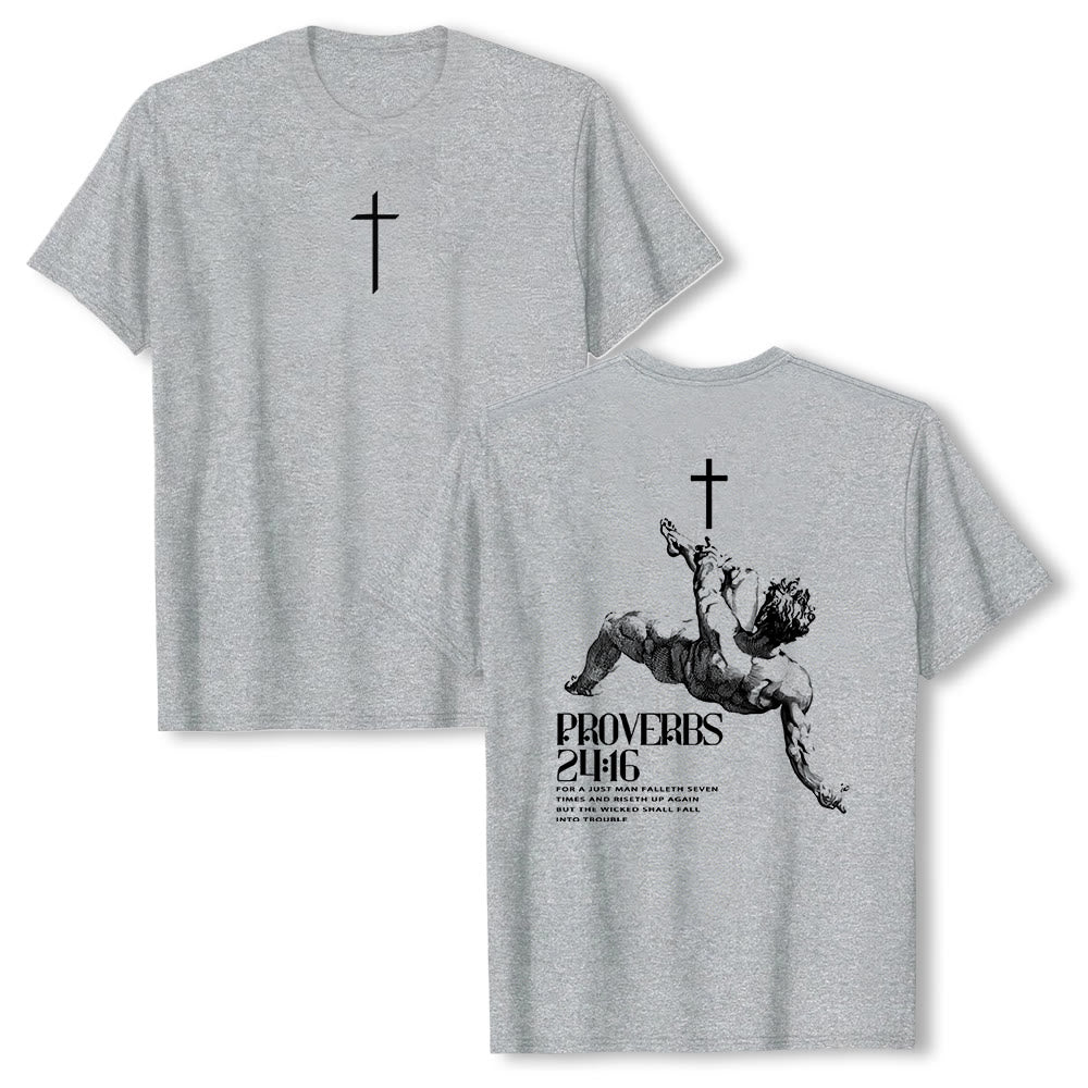 Christianartworkshop Proverbs 24:16' Christian T-Shirt - Grey - 2XL - image 9