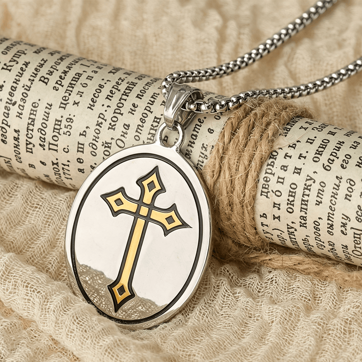 Christianartworkshop Tri-Color Sacred Heart & Cross Dual-Sided Medallion Necklace: Emblem of Divine Love - image 6