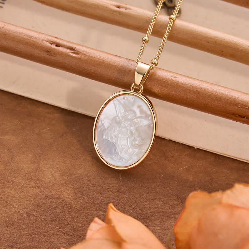 Christianartworkshop Natural White Pearl Saint Necklace: Sacred Heart, Jesus, Our Lady & St. Michael - image 6