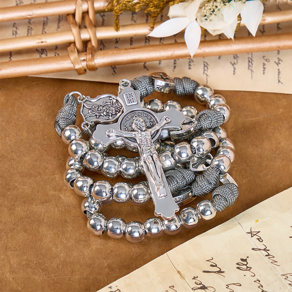 Christianartworkshop Sturdy Paracord Rosary With Sculpted Crucifix: Totem Of Abiding Divine Fortification - Grey - image 10