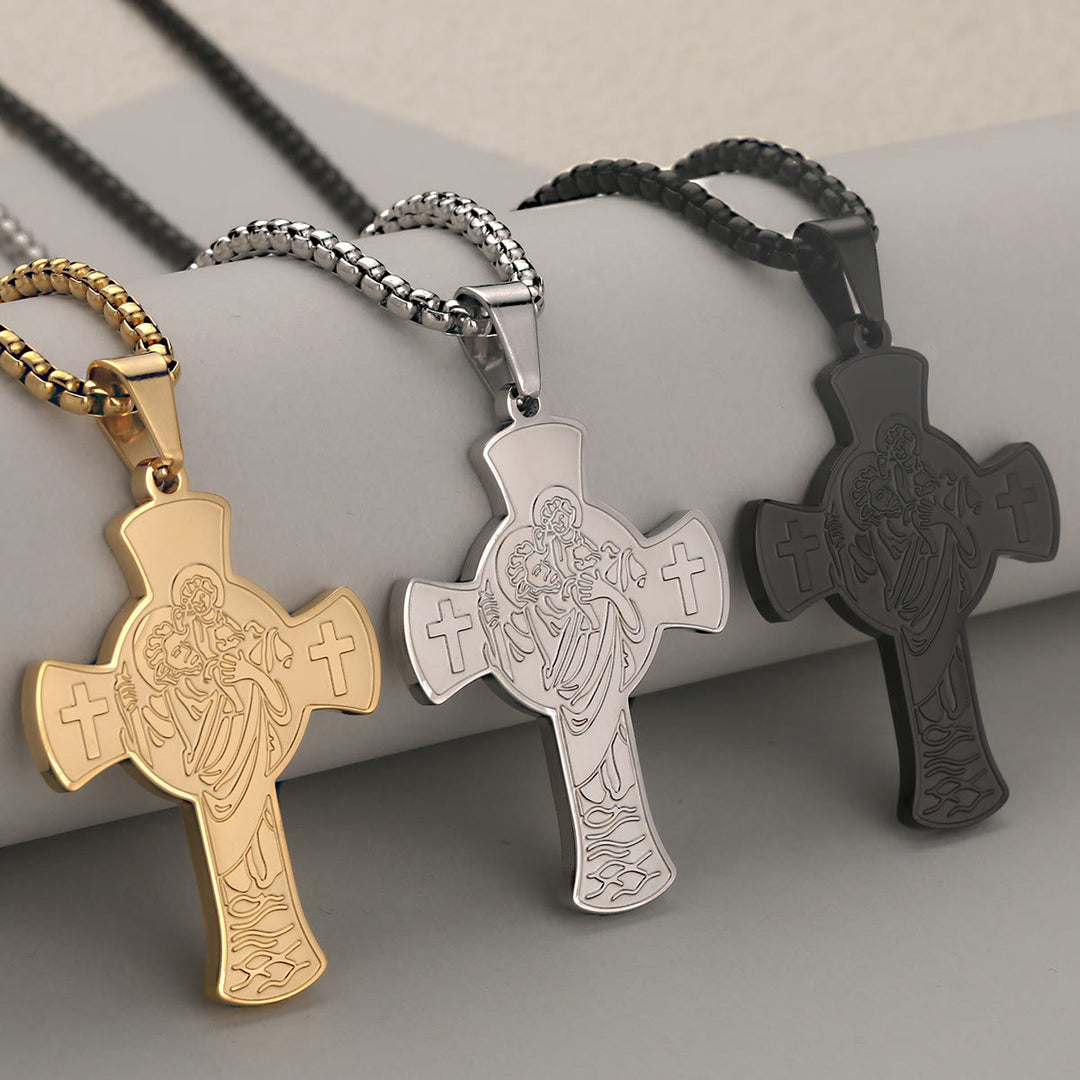 Christianartworkshop Vintage St. Christopher Cross Pendant: Sign Of Tender Timeless Sacred Comfort - image 0