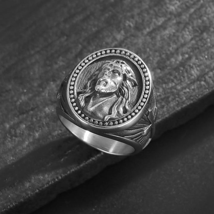 Christianartworkshop Bold Wide Band Jesus Portrait Ring: Token Of Abiding Heavenly Salvation - image 2