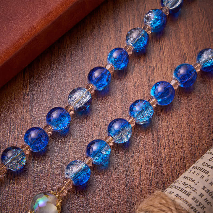 Christianartworkshop Ocean Blue Crackle Glass Holy Spirit Rosary: Sign of Quiet Heavenly Blessing - image 6
