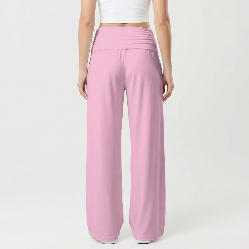 Christianartworkshop Jesus Saves Pink Cross Foldover Women's Wide Leg Pants - image 4
