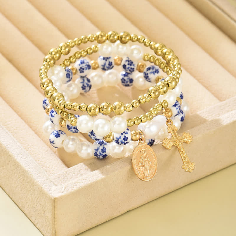 Christianartworkshop Daily Wear Layered Bead Crucifix Bracelet: Sign Of Soft Timeless Sacred Solace - image 2